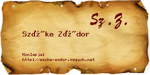Szőke Zádor névjegykártya